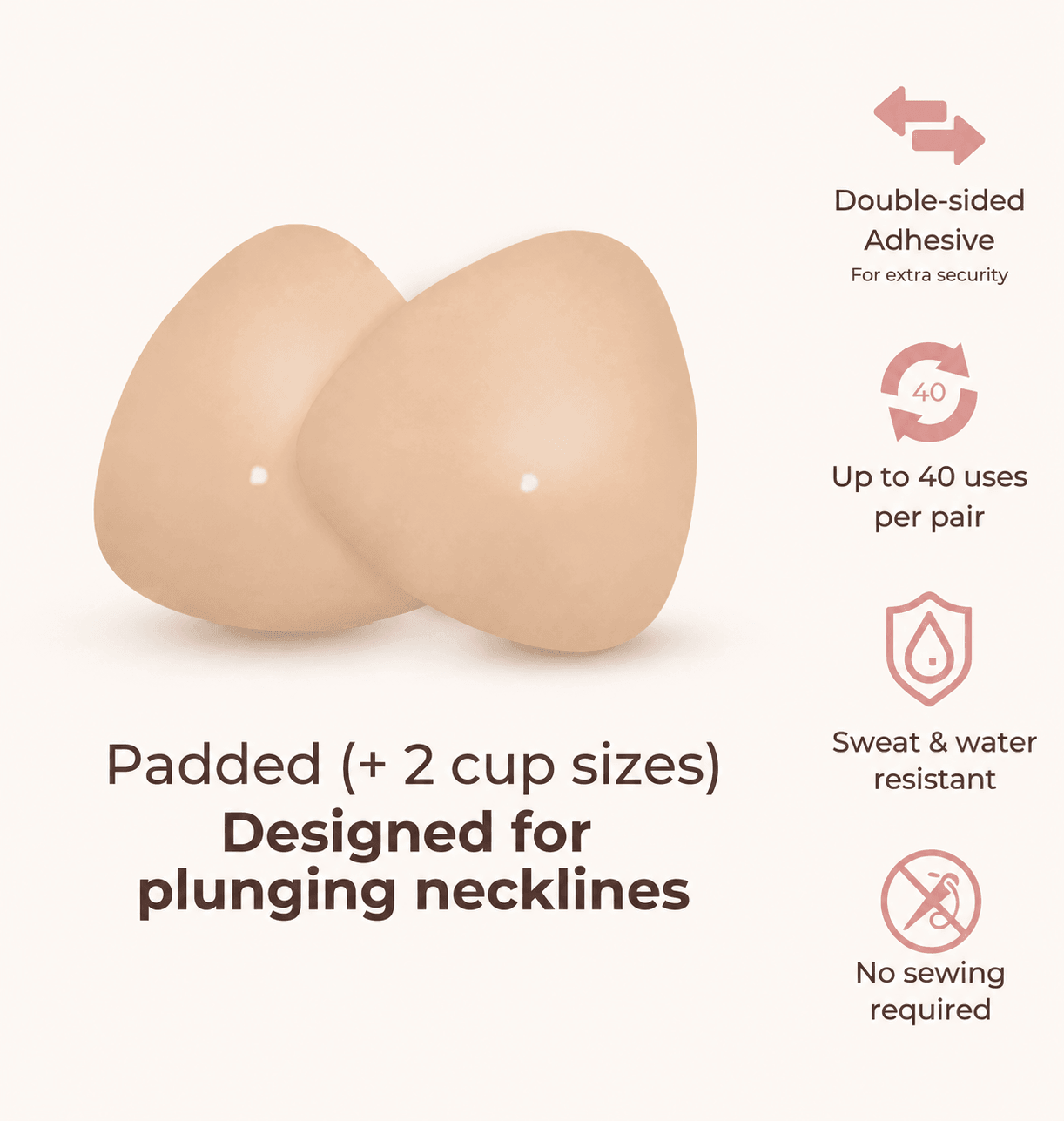 Padded Adhesive Lift Inserts inserts for plunging necklines, adds up to two cup sizes