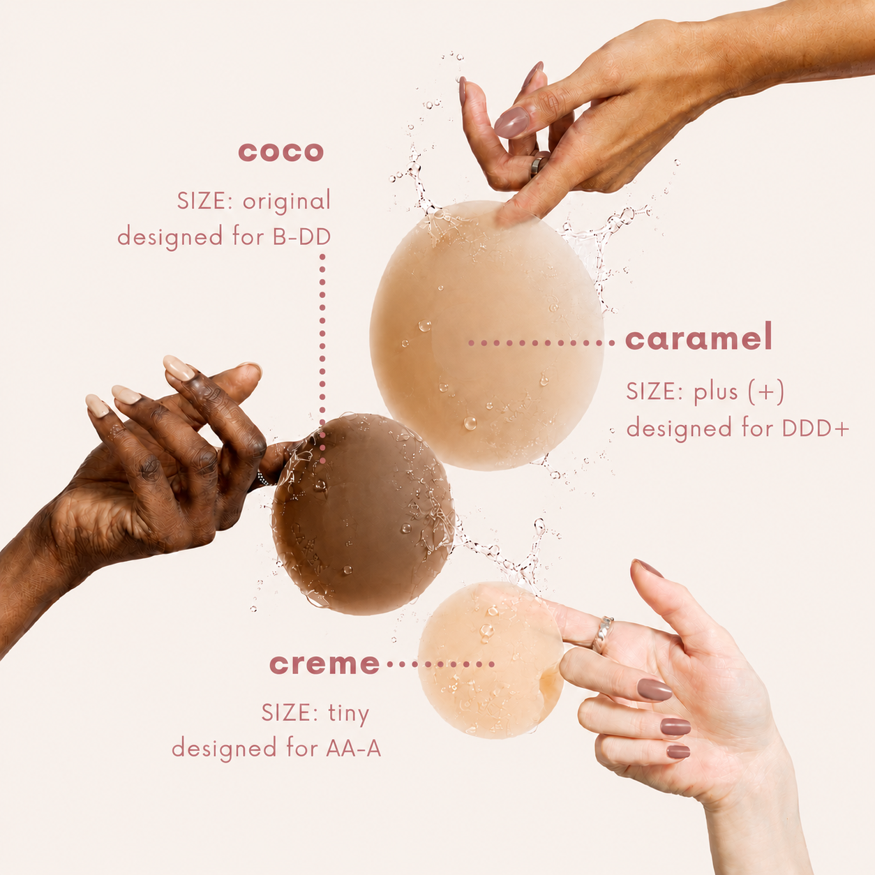 Adhesive nipple covers available in multiple skin-tone shades