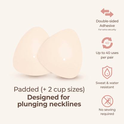 Padded lift inserts features, water resistant and designed for plunging necklines