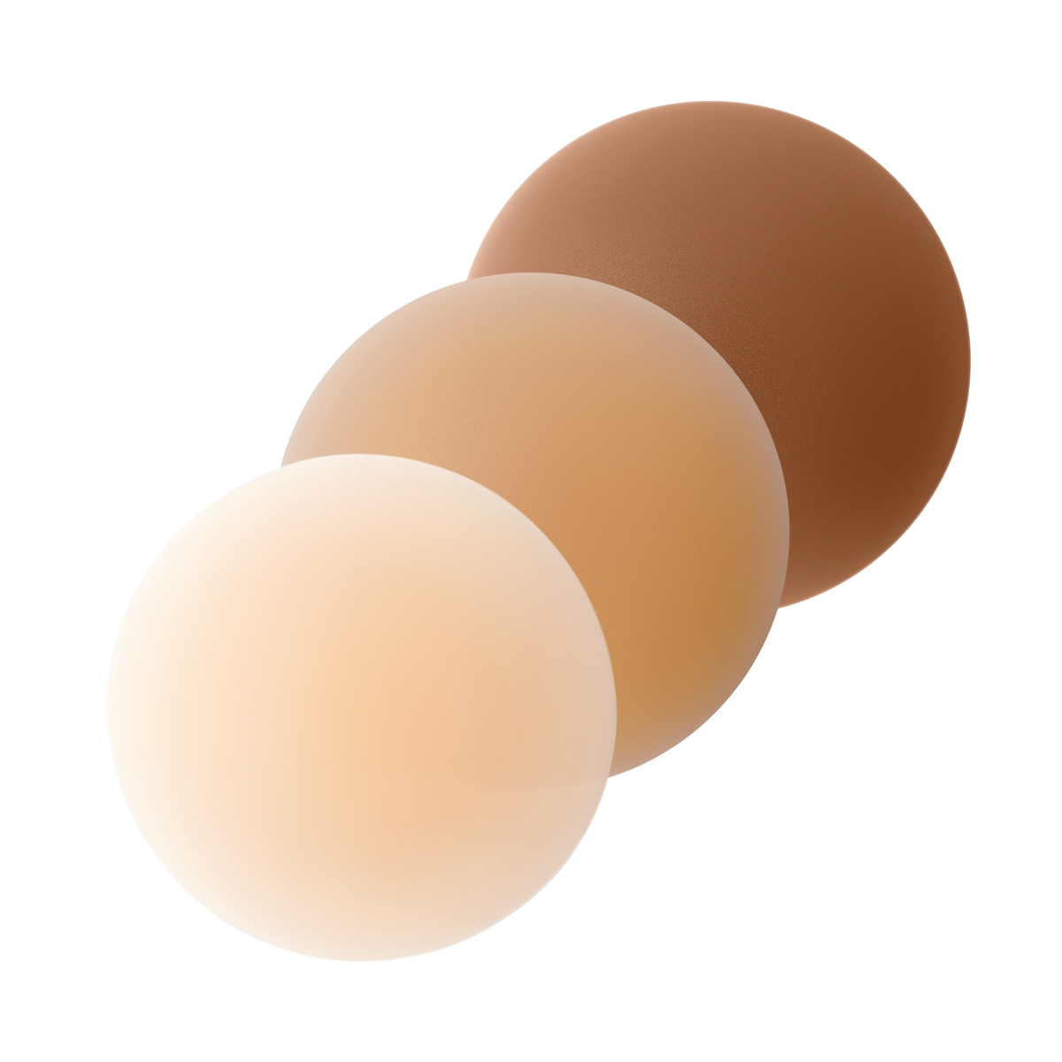 Seamless reusable nipple covers in three shades, Creme Caramel and Coco